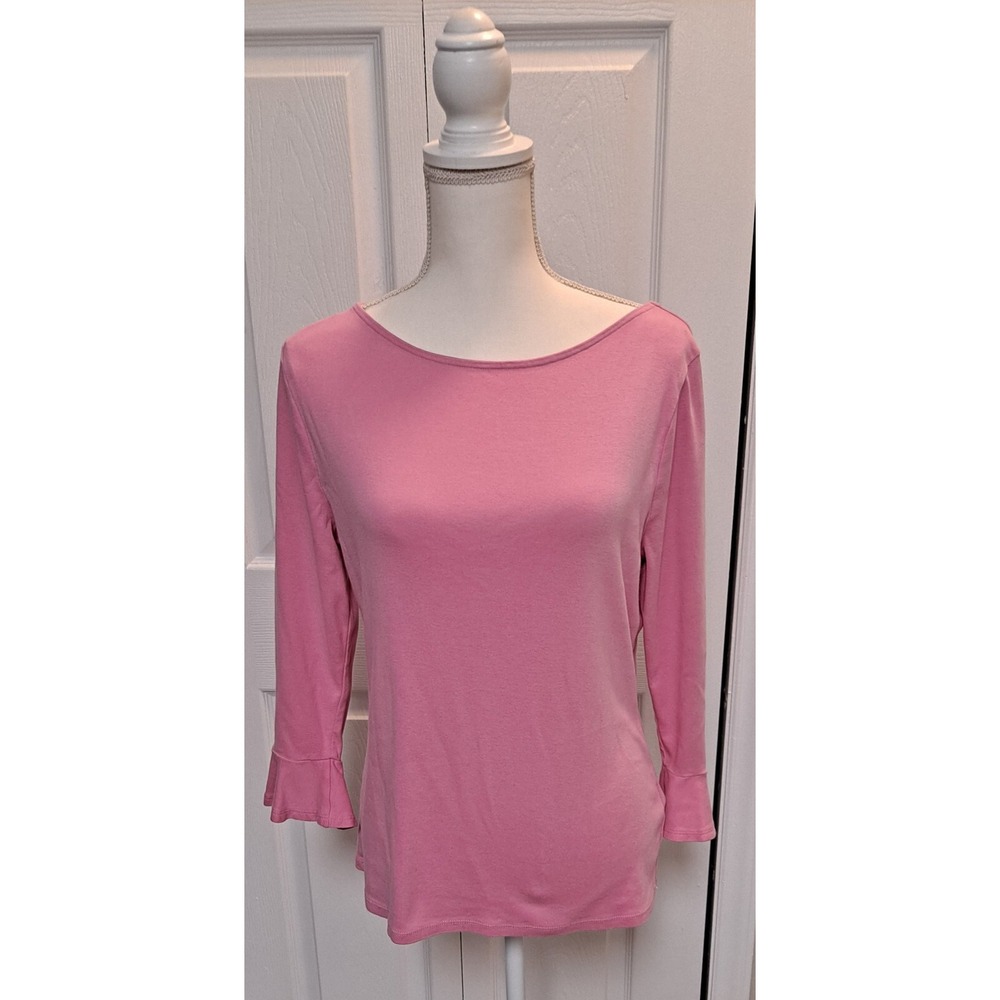 Lauren Ralph Lauren T Shirt Womens XL Sabina Neck Flare 3/4‎ Sleeve Ladies